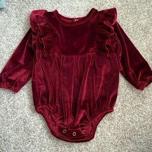 Rich Red/Burgundy Baby Girl Velvet Bubble in 12-18 months